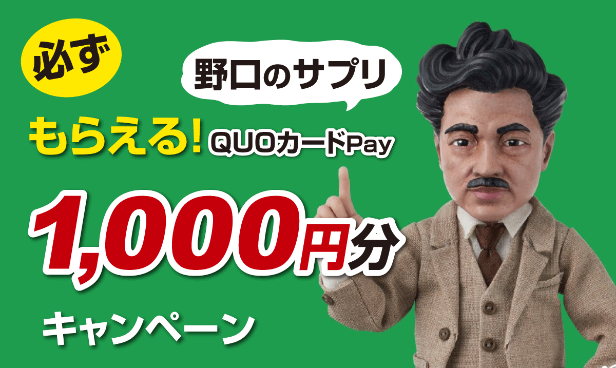 野口のサプリ 必ずもらえる！QUOカードPay1,000円分キャンペーン